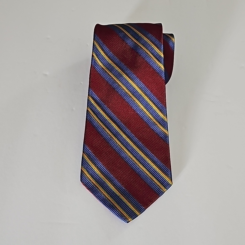 Hickey Freeman Red Blue & Gold 100% Silk Tie